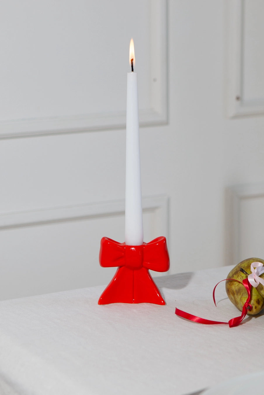 Red Bow Single Candle Holder PRE ORDER