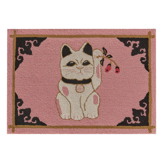 Lucky Kitty Cat Wool Rug 2x3 JULY PRE ORDER