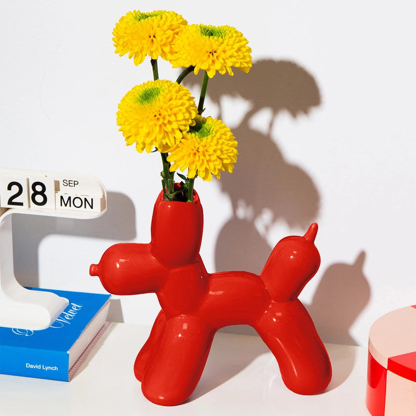 Red Bob Balloon Dog Vase