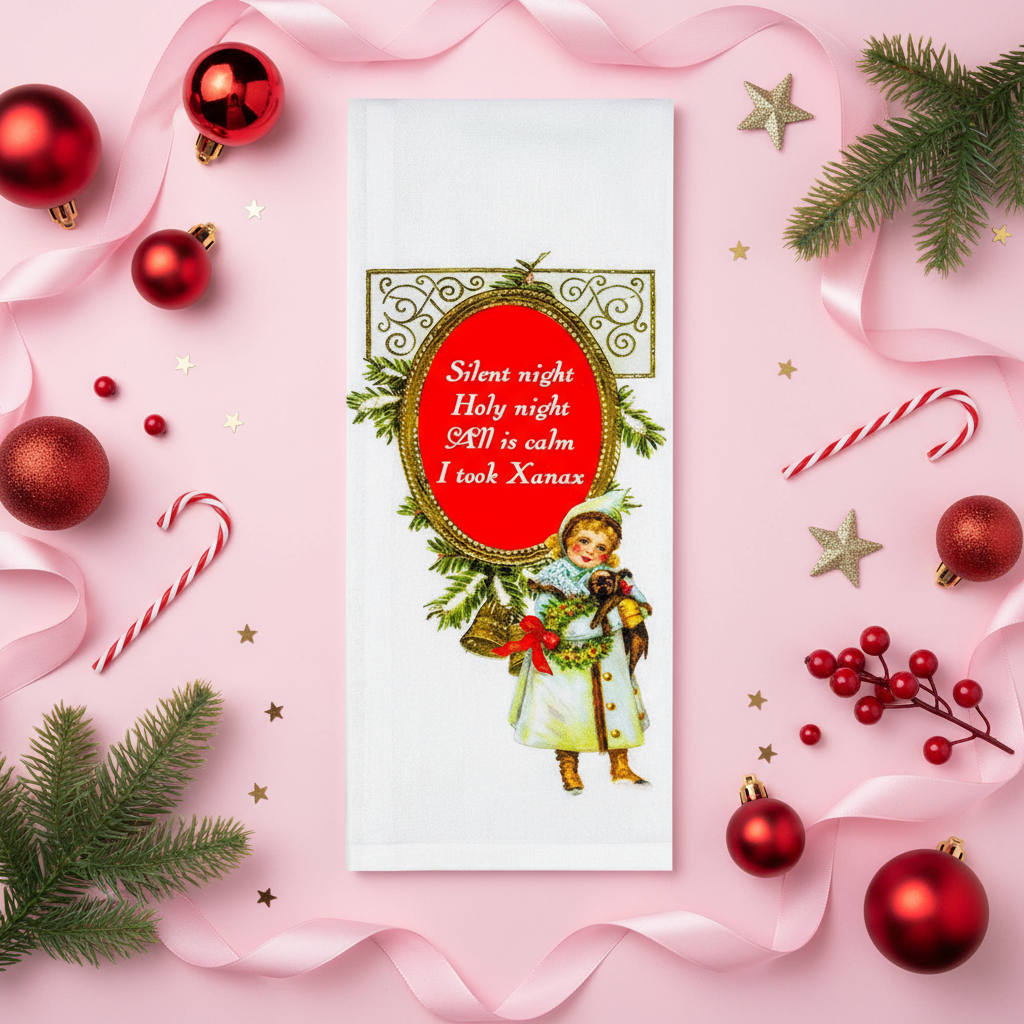 Silent Night I Took Xanax Dish Towel