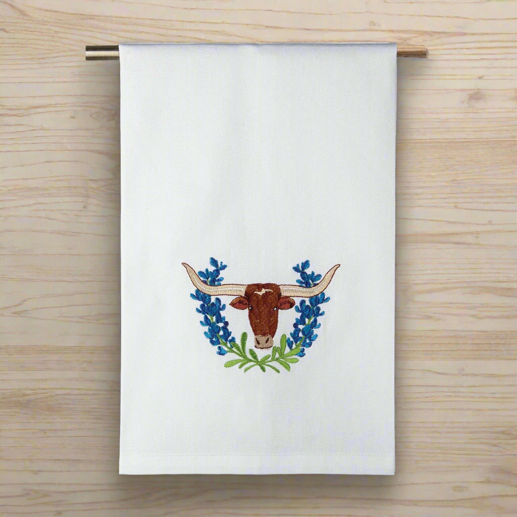 Longhorn & Blue Bonnets Dish Towel PRE ORDER
