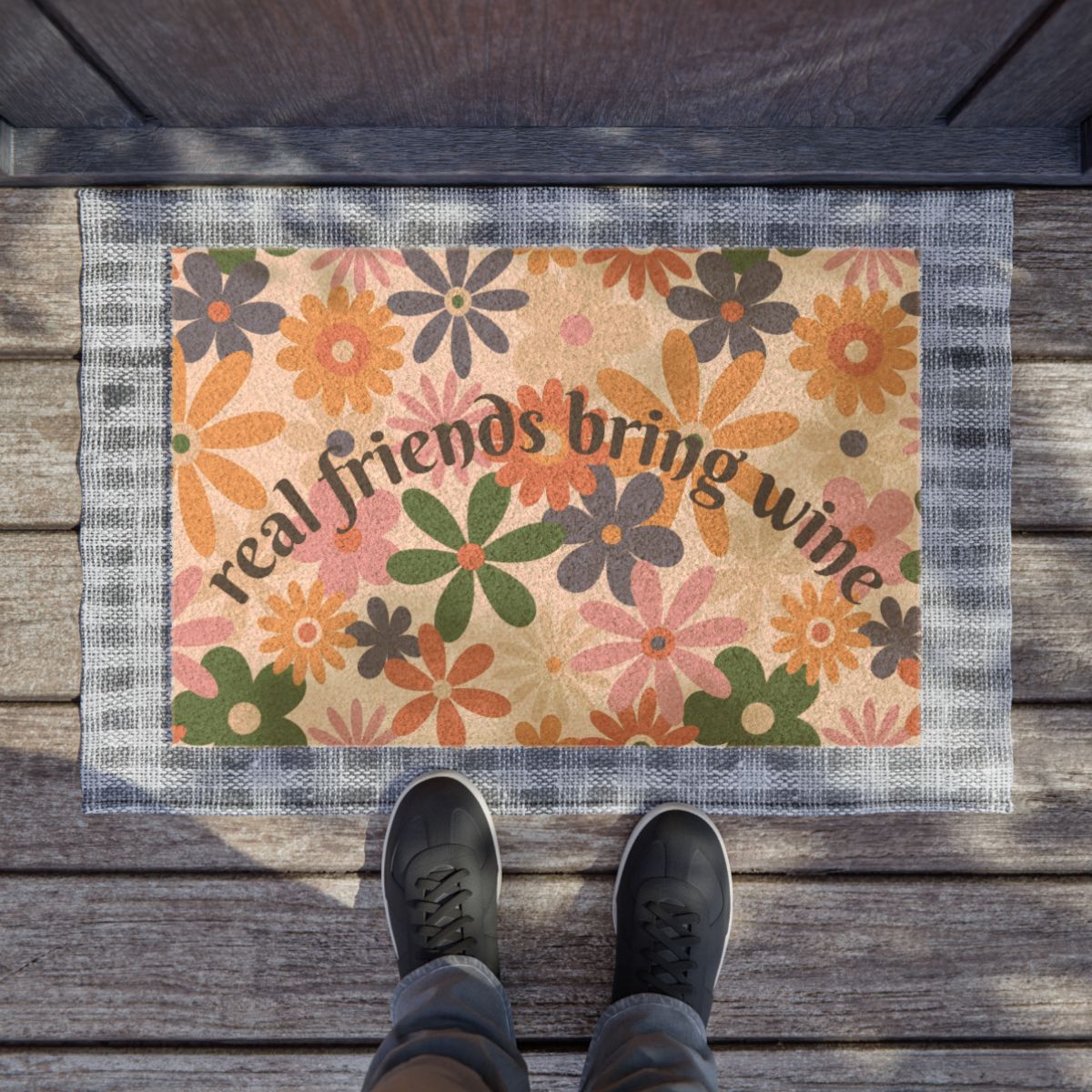 Real Friends Bring Wine Doormat