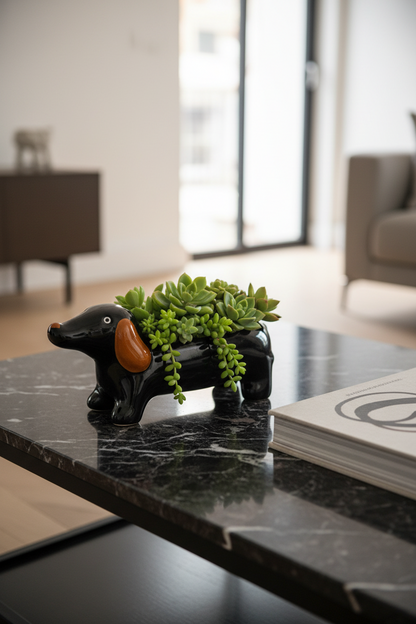 Black Dachshund Vase