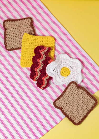 Crochet Egg Bacon Cheese Coaster