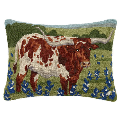 Longhorn in Blue Bonnets Cushion DEC/JAN PRE ORDER