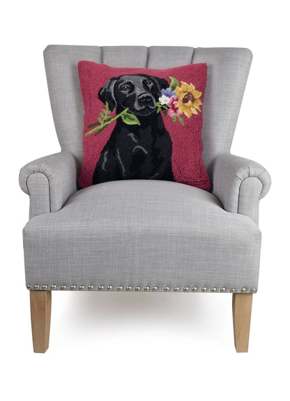 Floral Black Lab Cushion PRE ORDER