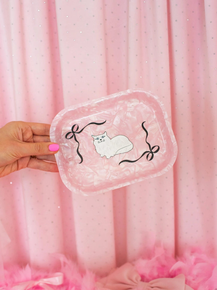 Pink Kitty Cat Acrylic Tray