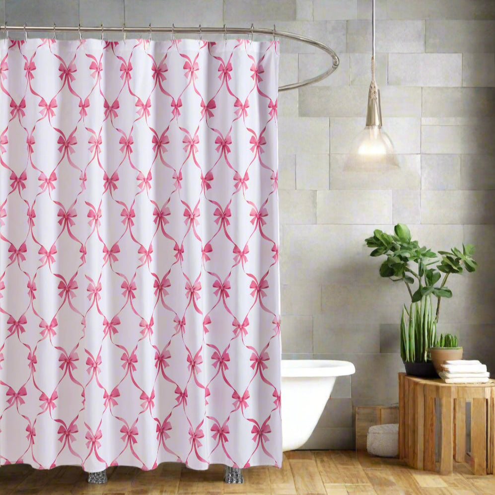 Pretty Bow Pink Shower Curtain