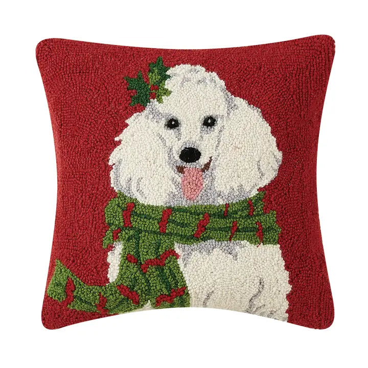 Holiday Poodle Scarf Cushion PRE ORDER