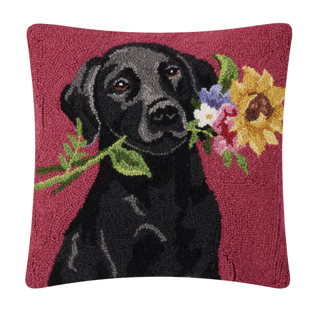 Floral Black Lab Cushion PRE ORDER