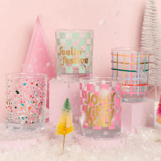 Happy Holidays Rocks Glass Set