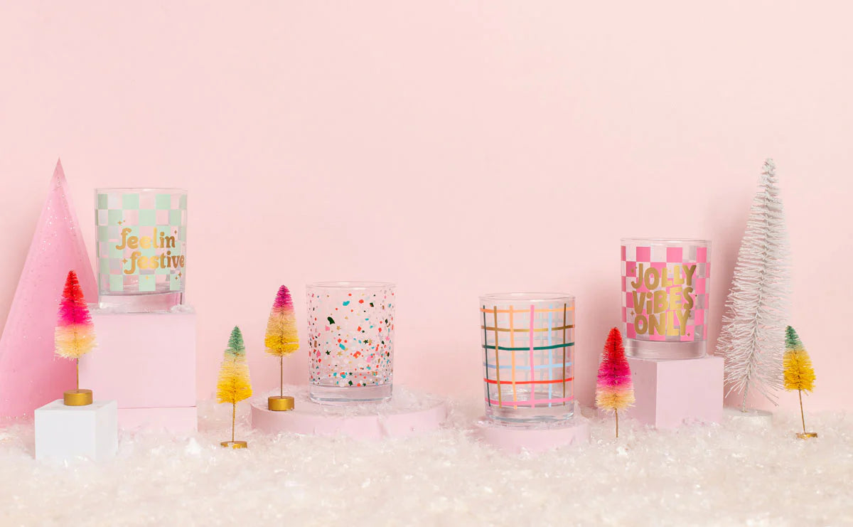 Happy Holidays Rocks Glass Set