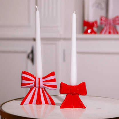 Red Bow Single Candle Holder PRE ORDER