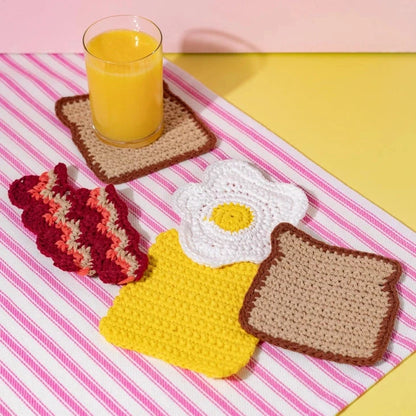 Crochet Egg Bacon Cheese Coaster