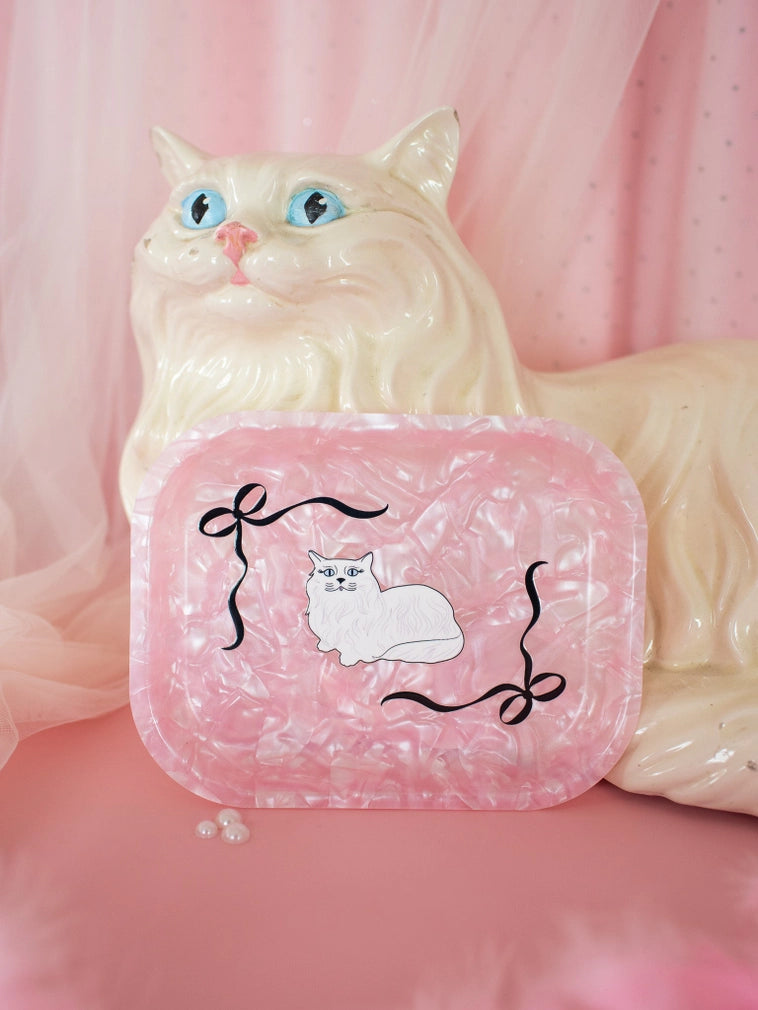 Pink Kitty Cat Acrylic Tray