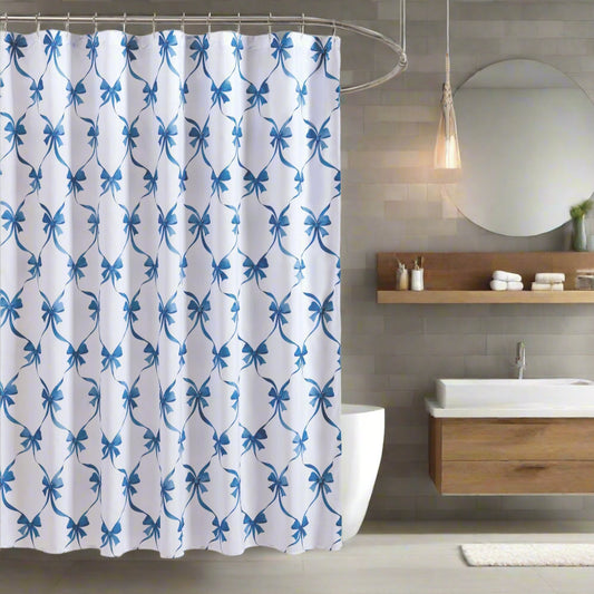 Pretty Bow Blue Shower Curtain