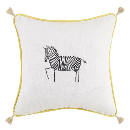 Zebra Yellow Tassels Cushion PRE ORDER