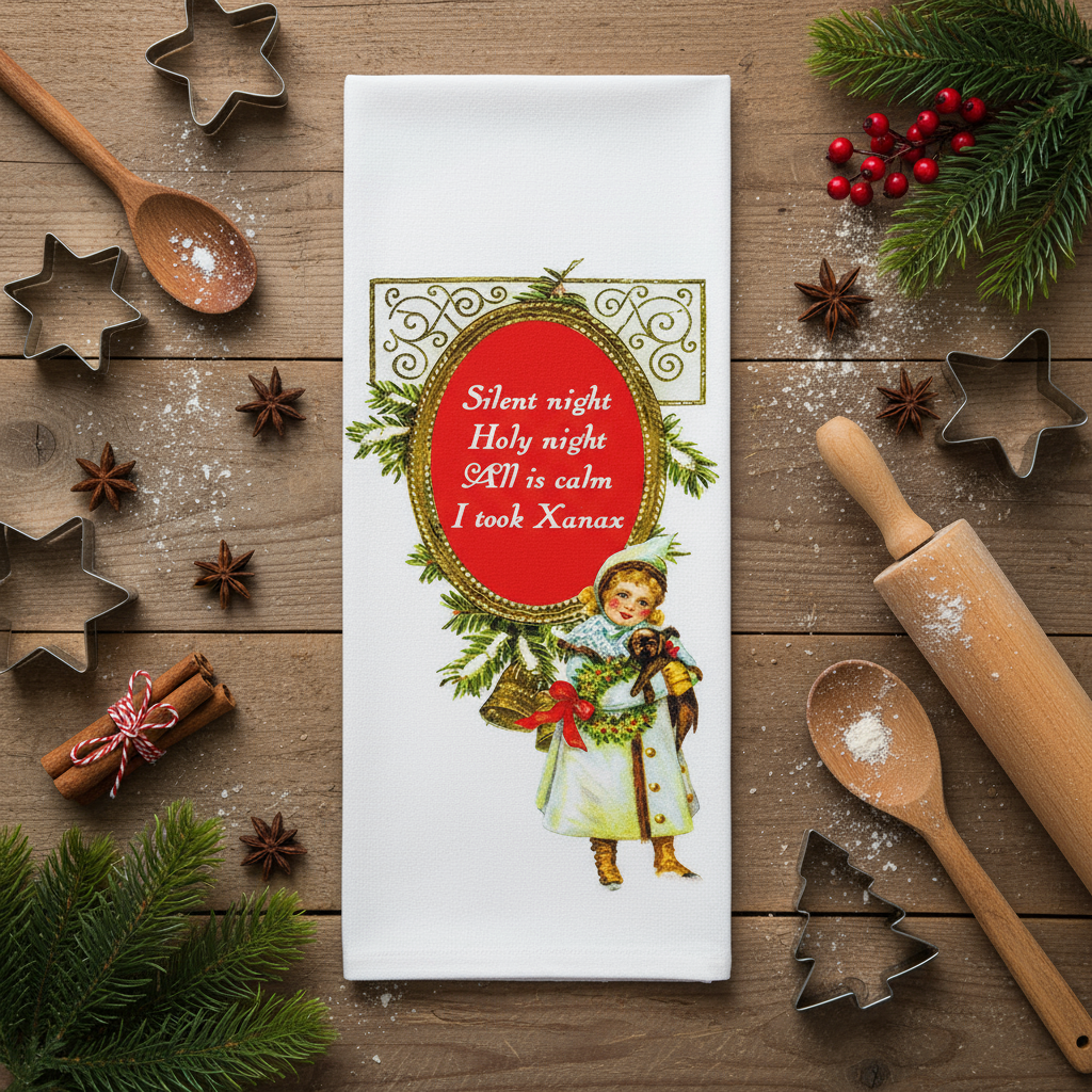 Silent Night I Took Xanax Dish Towel