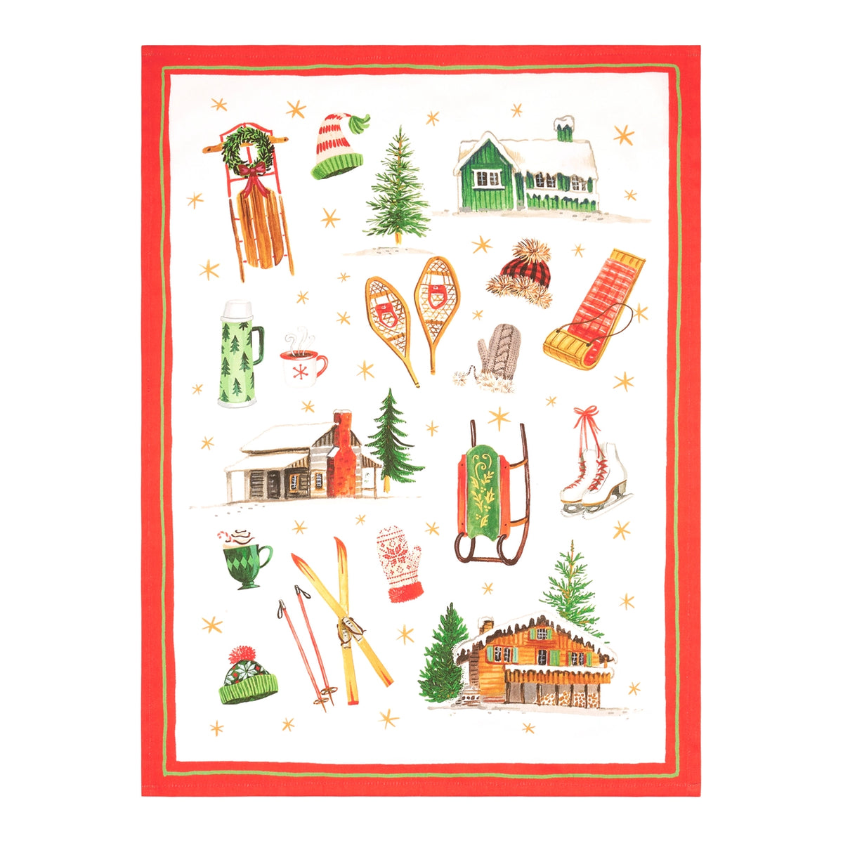 Sleds and Skis Dish Towel PRE ORDER