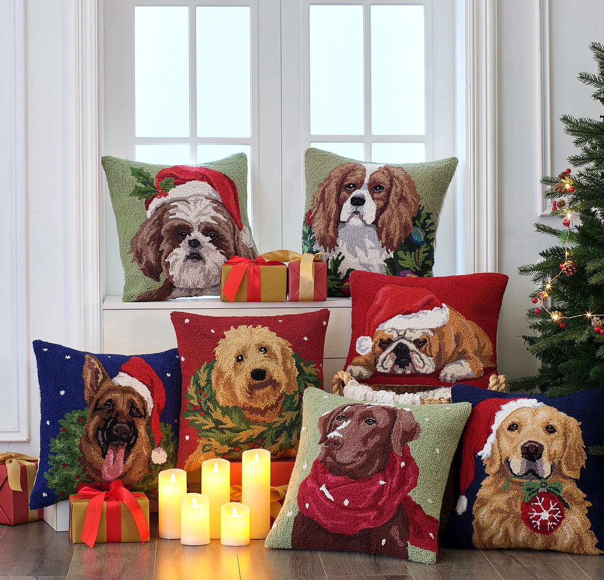Shih Tzu Holiday Cushion PRE ORDER