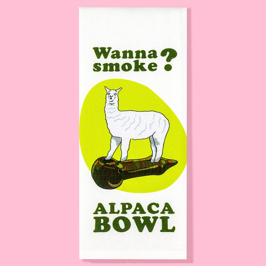 Wanna Smoke Alpaca Bowl Dish Towel PRE ORDER