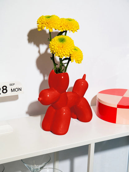 Red Bob Balloon Dog Vase