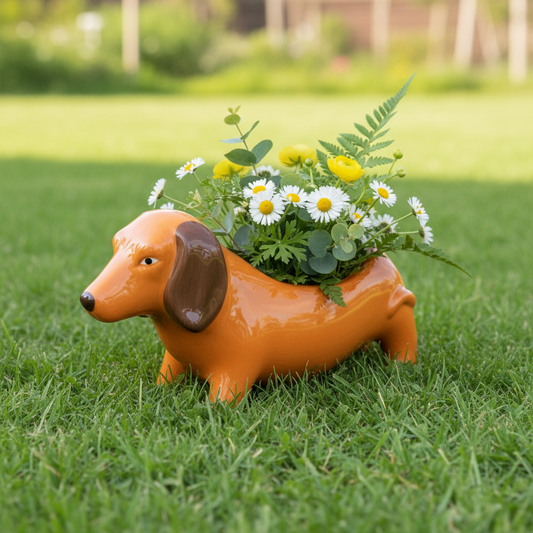 Tan Dog Vase
