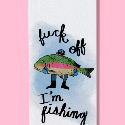 Fuck Off I'm Fishing Dish Towel