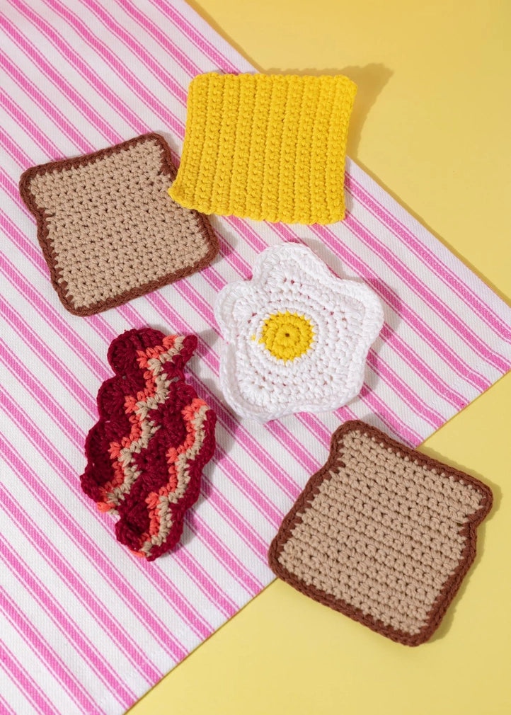 Crochet Egg Bacon Cheese Coaster