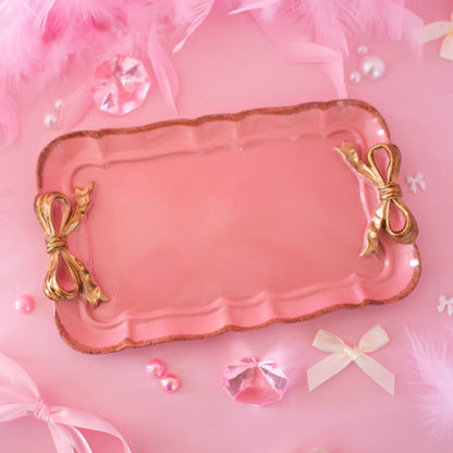 Darling Pink Gold Ribbon Tray