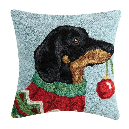 Holiday Dachshund Bauble Cushion PRE ORDER