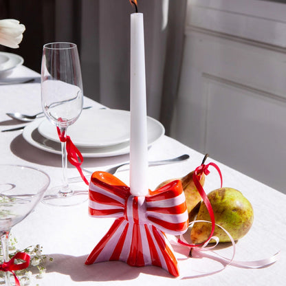Pink & Red Bow Candle Holder PRE ORDER
