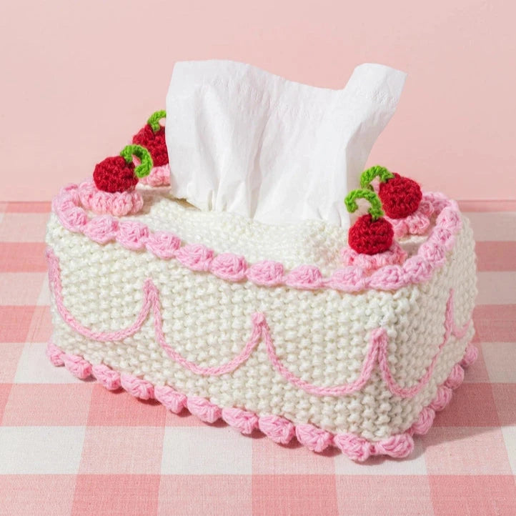 Retro Cake Crochet Tissue Box Cover