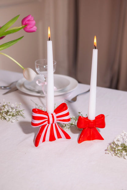 Pink & Red Bow Candle Holder PRE ORDER