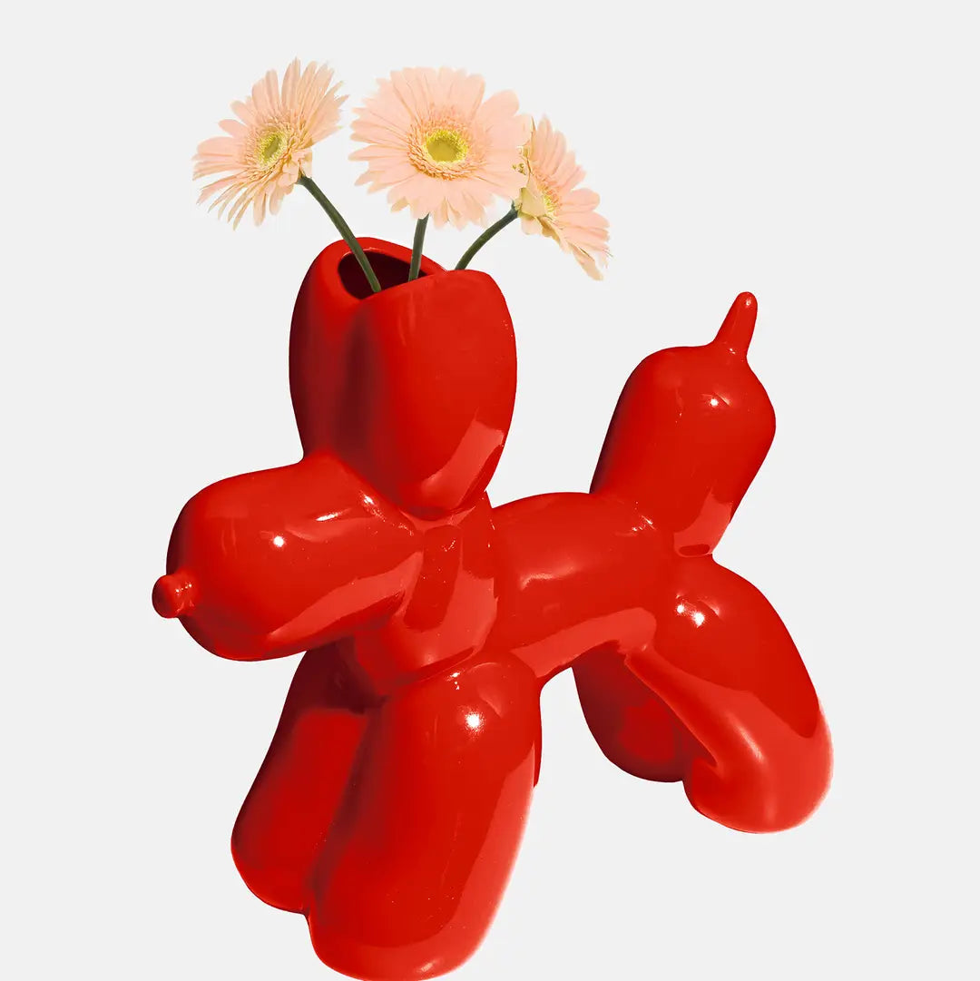 Red Bob Balloon Dog Vase