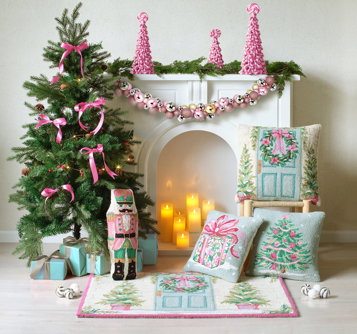 Pink & Green Tree Cushion PRE ORDER