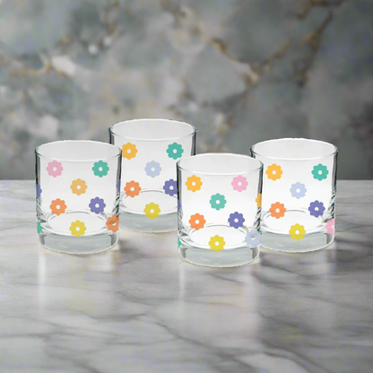 Retro Daisy Rocks Glass Set