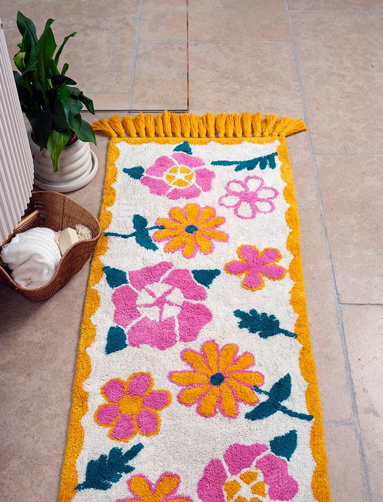 Lemonade Pink & Mustard Floral Handmade Runner