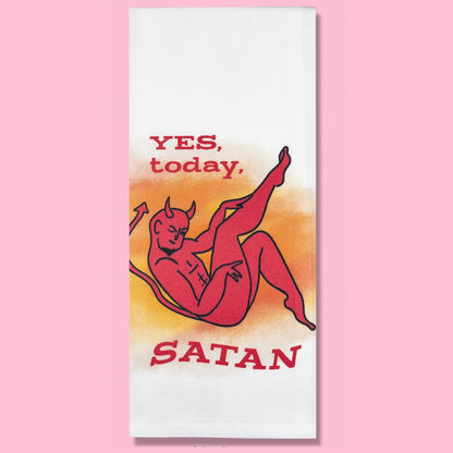 Yes Today Satan Dish Towel